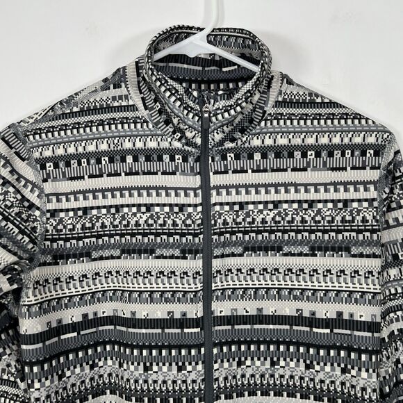 Nike Pro Dri-Fit Half Zip Pullover Jacket Womens Size Medium Gray Geometric - Picture 2 of 13